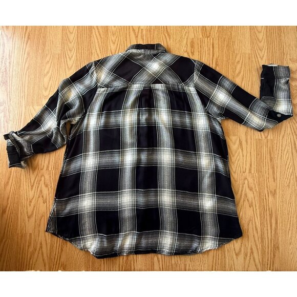 Krazy Kat Womens Black/White Plaid Button-Up Shirt Size 1X Long Sleeve Collar - Picture 11 of 11